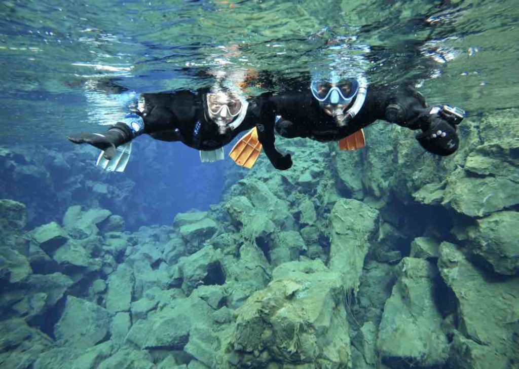 Snorkelling in Silfra Fissure, Iceland